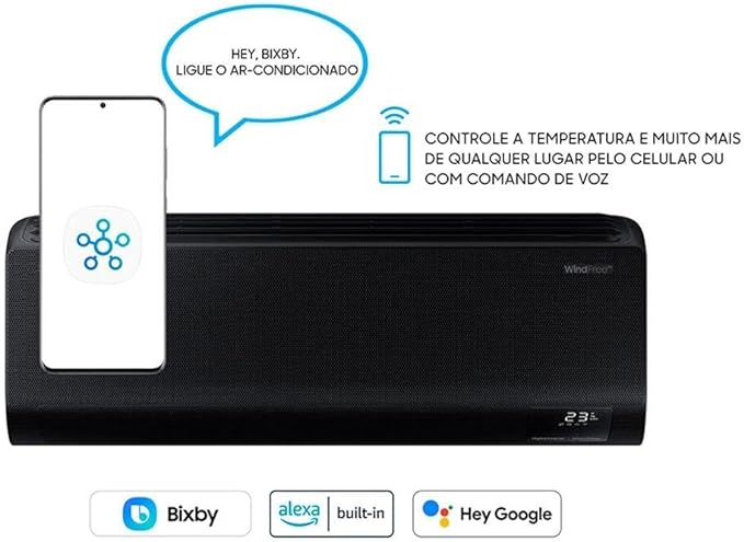 Ar-condicionado Split Inverter 24000 Btus Samsung Windfree Connect Black High Wall Quente e Frio Ar24csecabtnaz/ar24csecabtxaz 220v