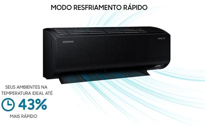Ar-condicionado Split Inverter 24000 Btus Samsung Windfree Connect Black High Wall Quente e Frio Ar24csecabtnaz/ar24csecabtxaz 220v