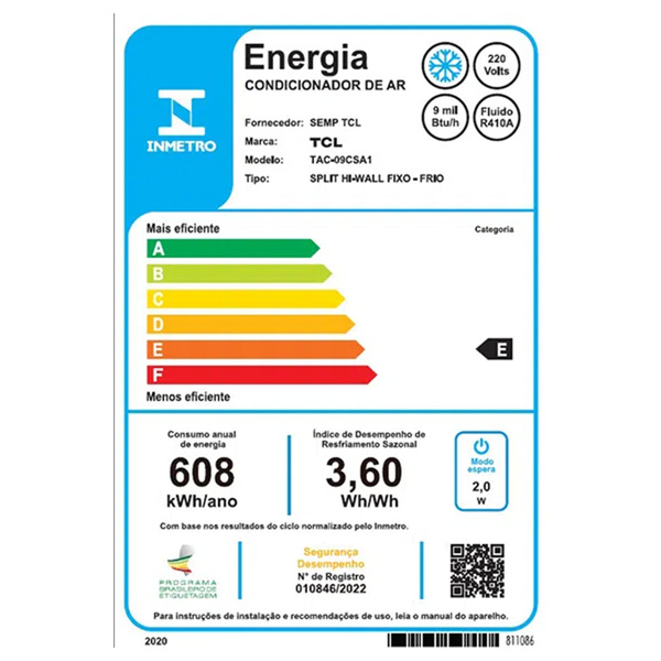 Ar Condicionado Split Rotativo Frio 9000BTUs 220V Series A1 Convencional TCL - Frio Facil